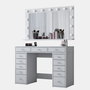 Hanah Home BJ196 - 5170 Mesa de Maquillaje Blanca con Espejo y 13 Focos